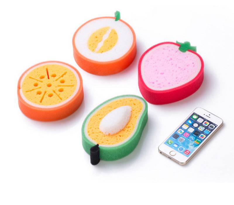 Bonno Cleaner Washing Dish Bowl Tools Soft Sponge Cute Fruit Shape Sponge For Heavy Duty Kitchen